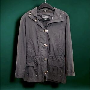 RALPH LAUREN Black Lined Hooded Pockets Zip Hooks Windbreaker Jacket size small